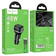 Hoco 48W USB C + USBA Fast Charging Car Charger Set with Type C Cable - Z58A