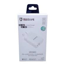MaxGuard PD-USB Dual Charger 25W + QC15W – WT25WAC/CL with Lighting Cable