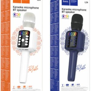 Bluetooth Karaoke Microphone & Speaker, with USB Drive/MicroSD Card/Aux Input (L24)