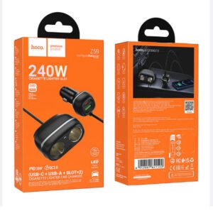 240W Hoco Car Charger with Cigarette Lighter